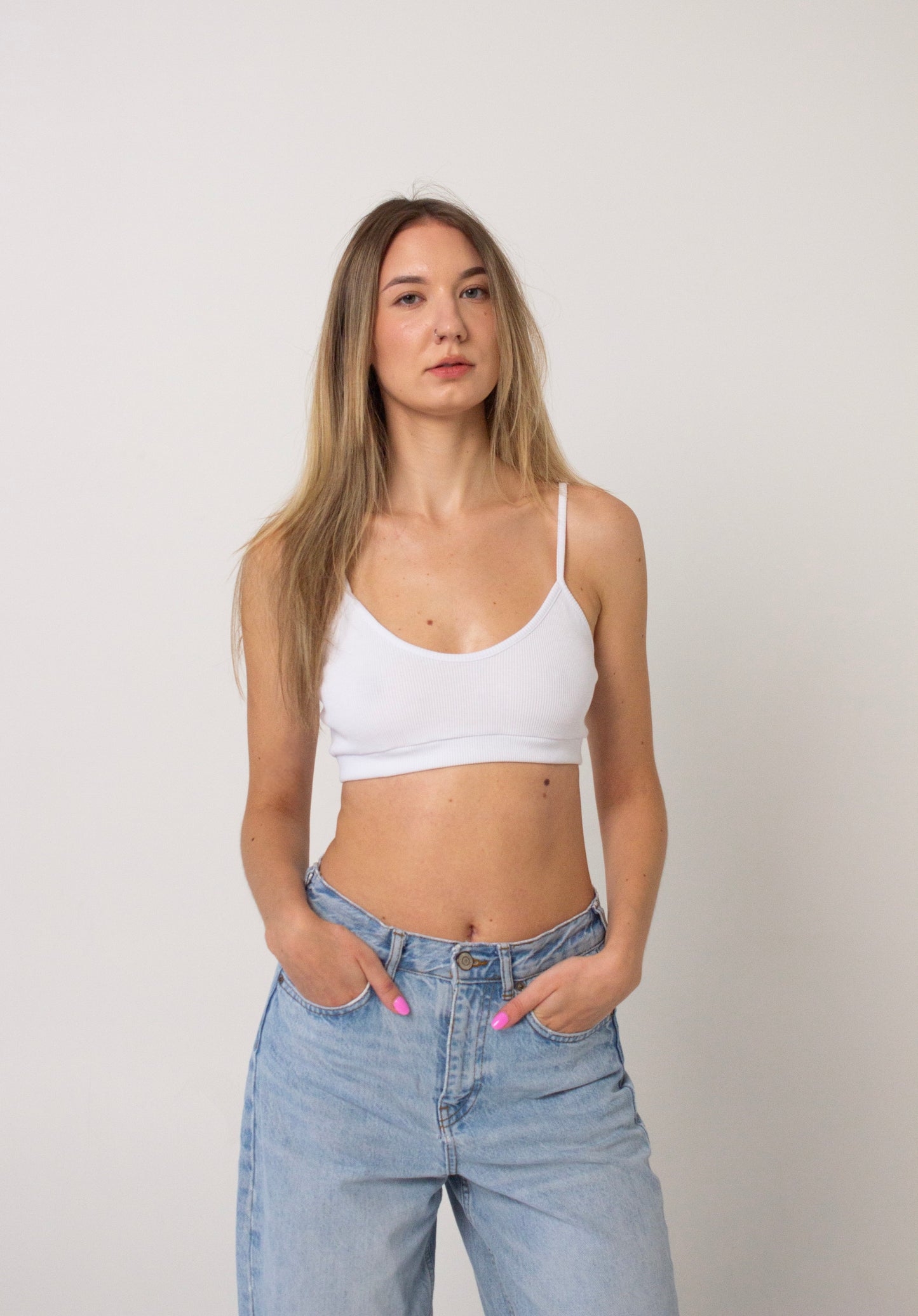 White rib bra