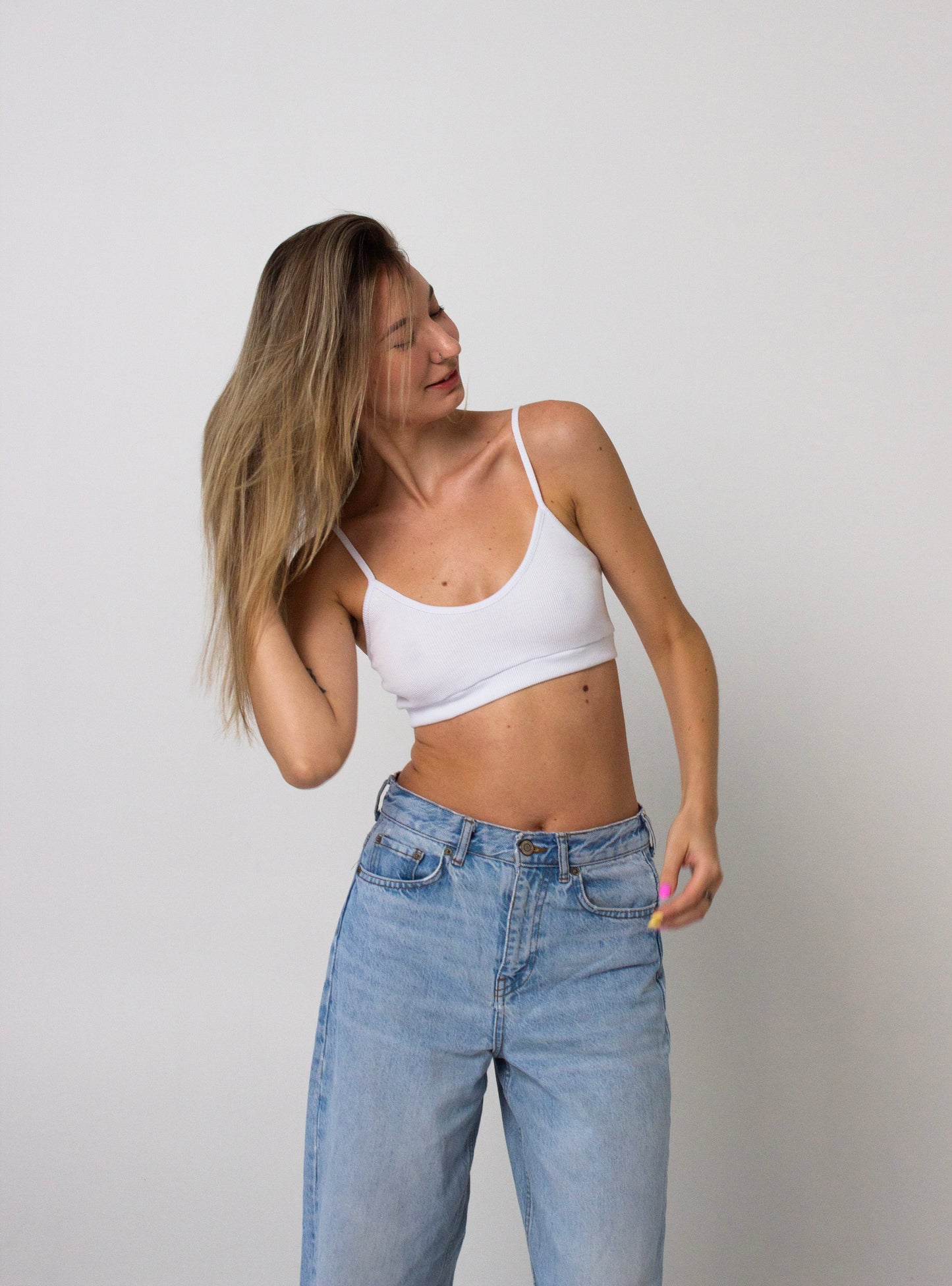 White rib bra