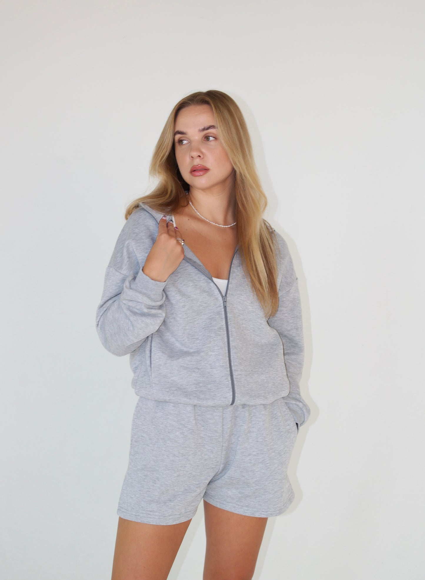 Polo zip sweatshirt | Melange grey