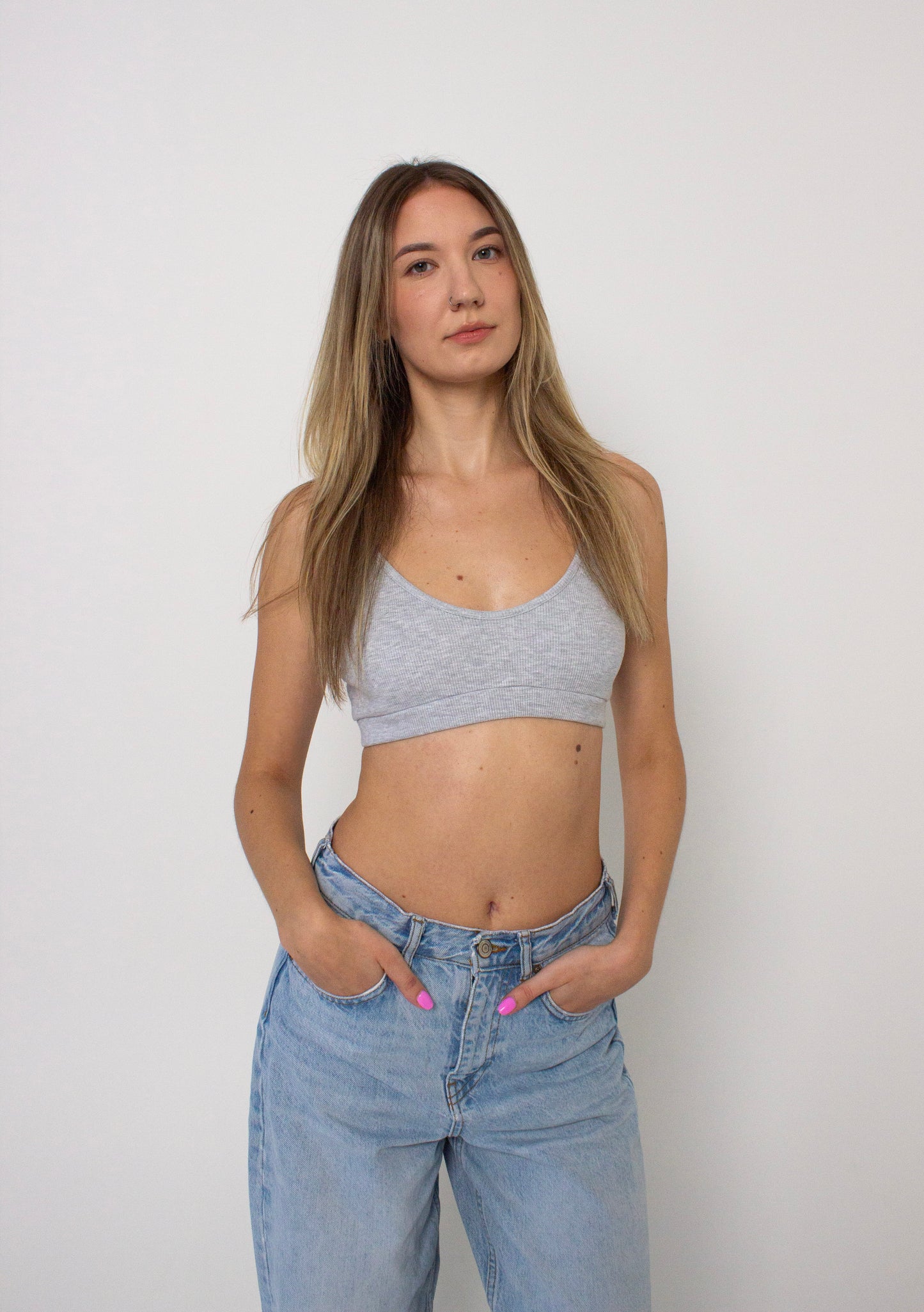 Melange rib bra