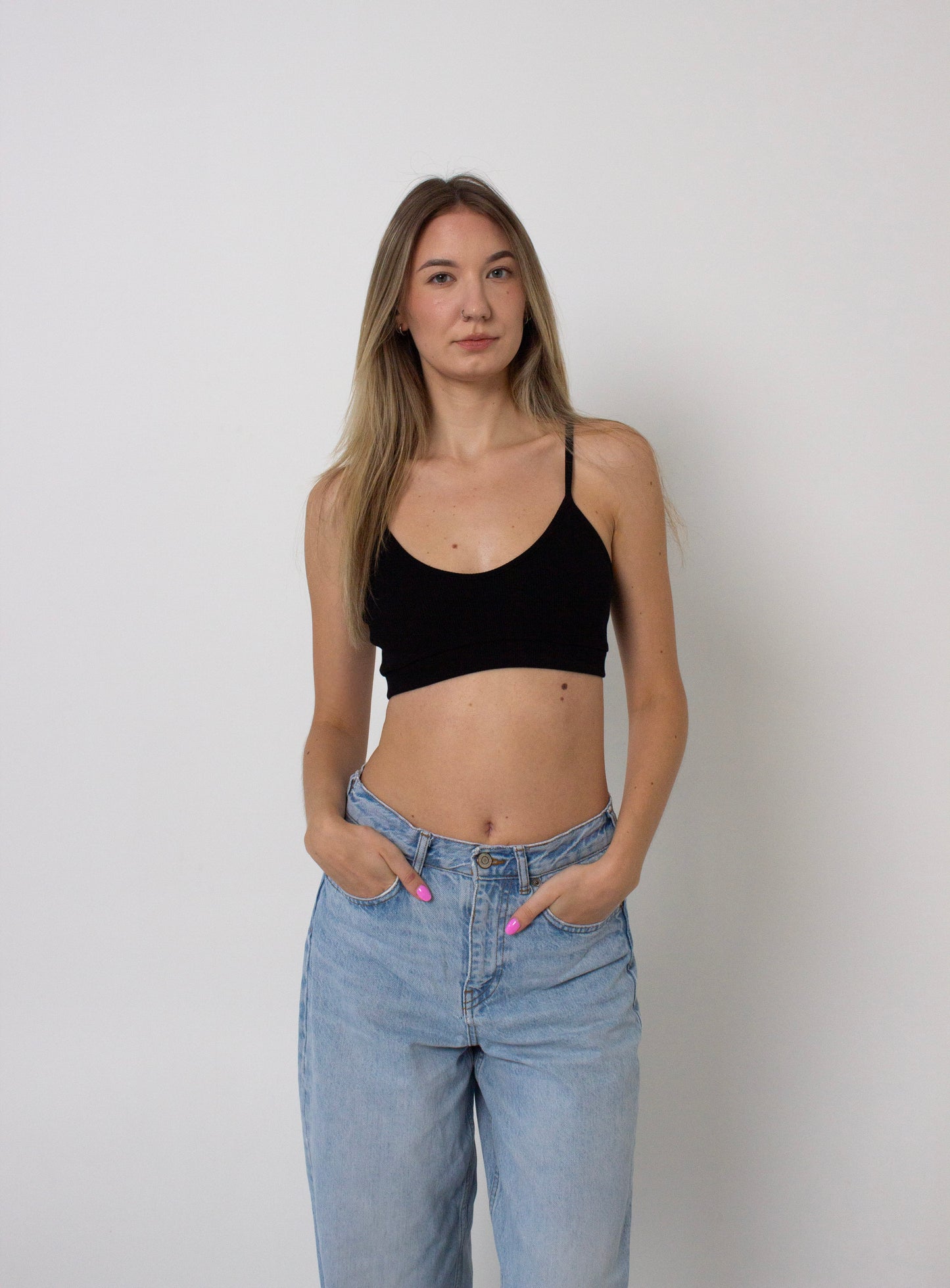 Black rib bra