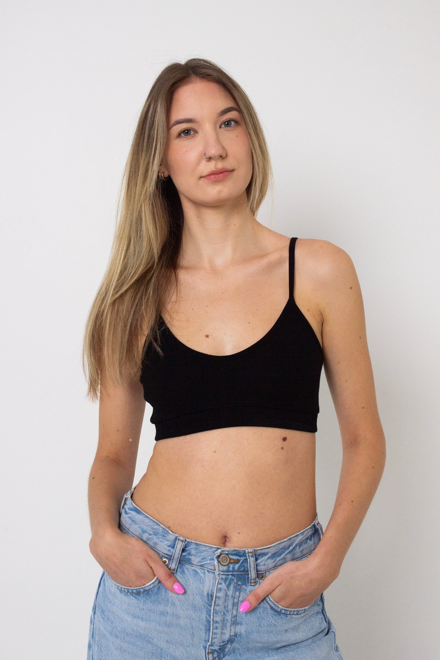 Black rib bra