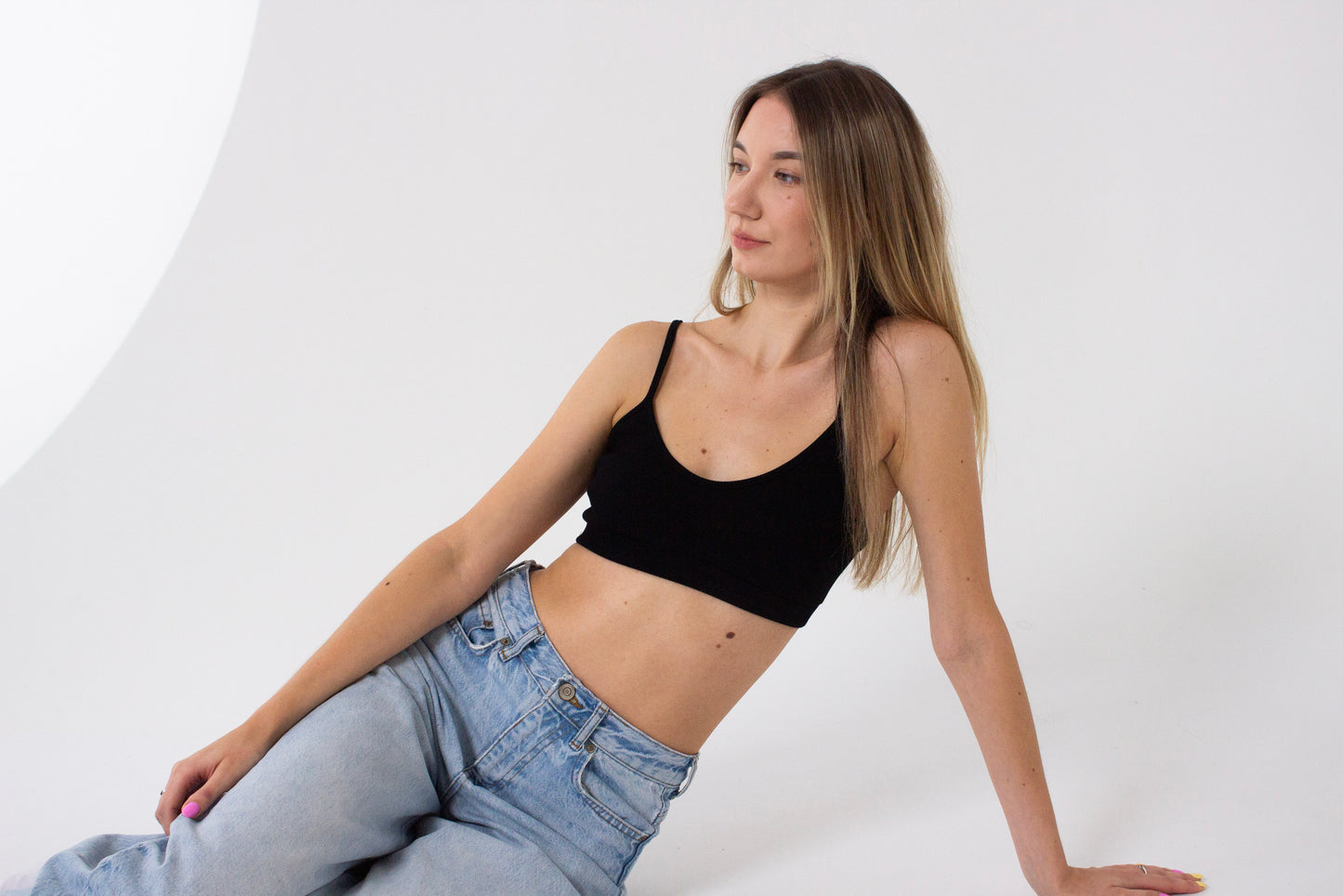 Black rib bra