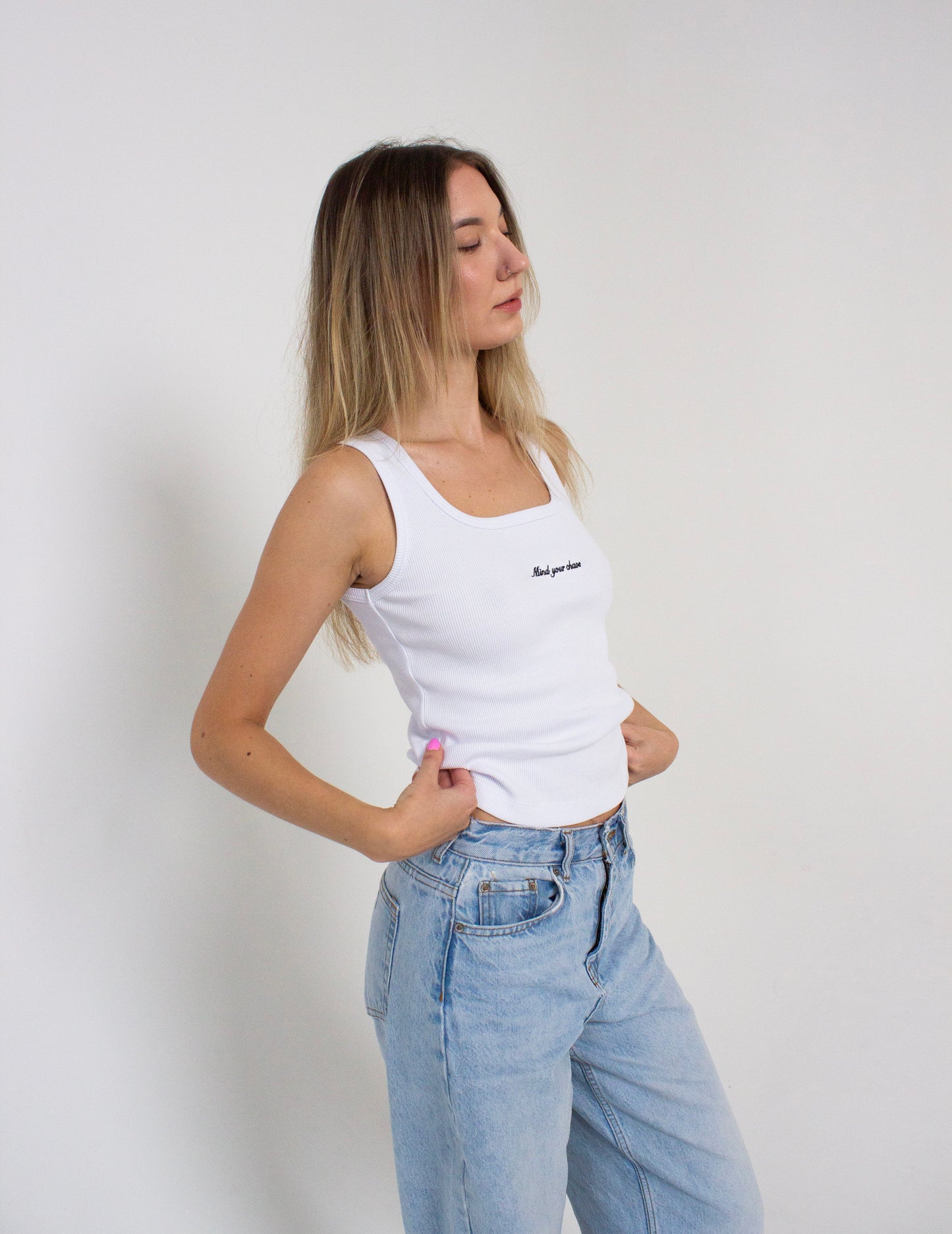 Tank top with embroidered logo | White