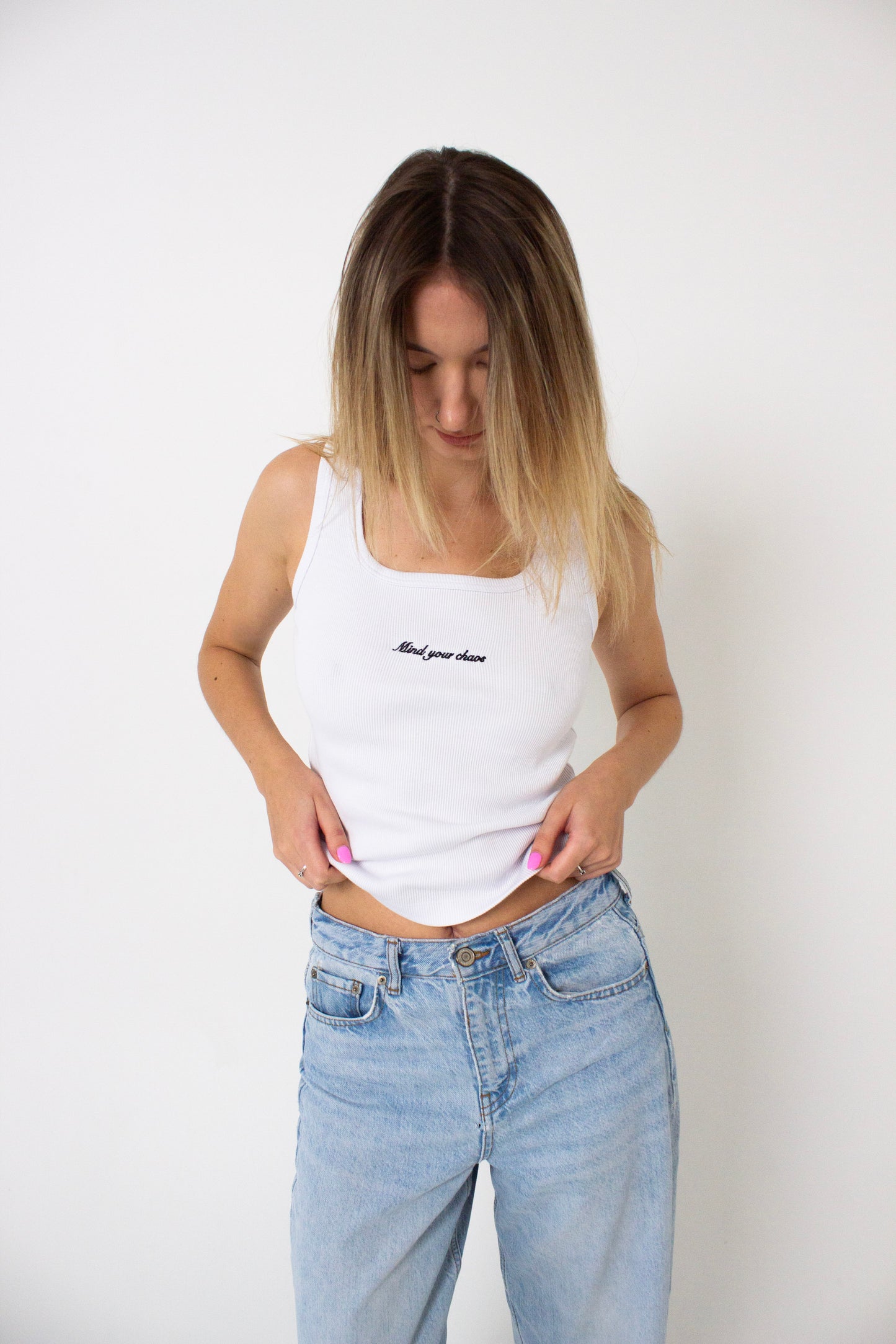 Tank top with embroidered logo | White