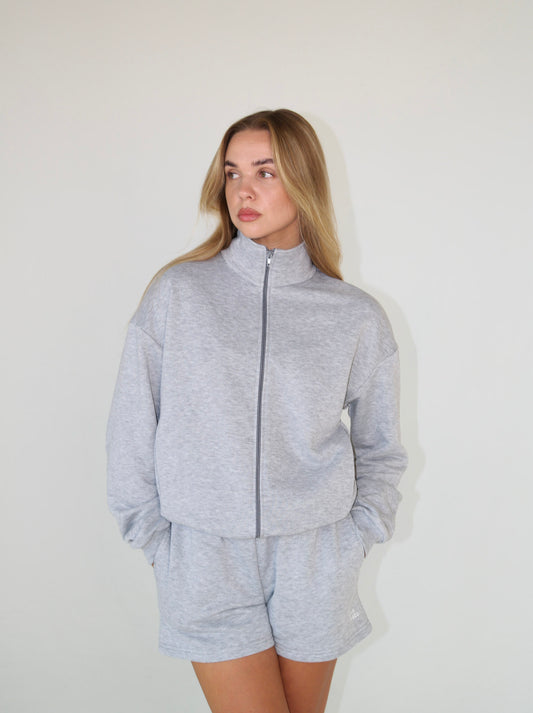 Polo zip sweatshirt | Melange grey