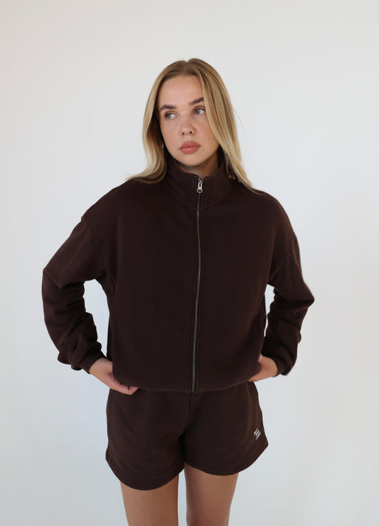 Polo zip sweatshirt | Brown