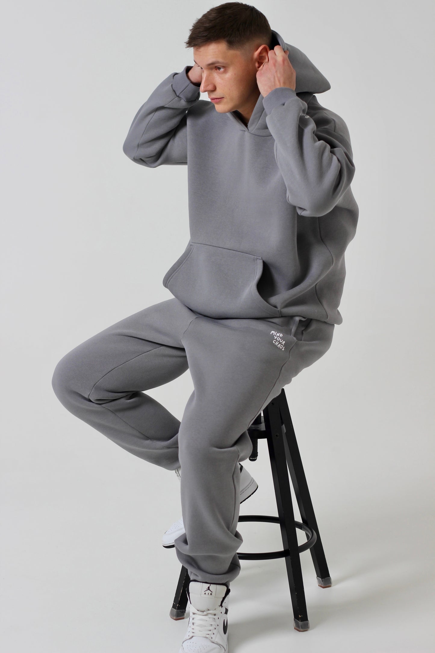 Grey unisex hoodie - men